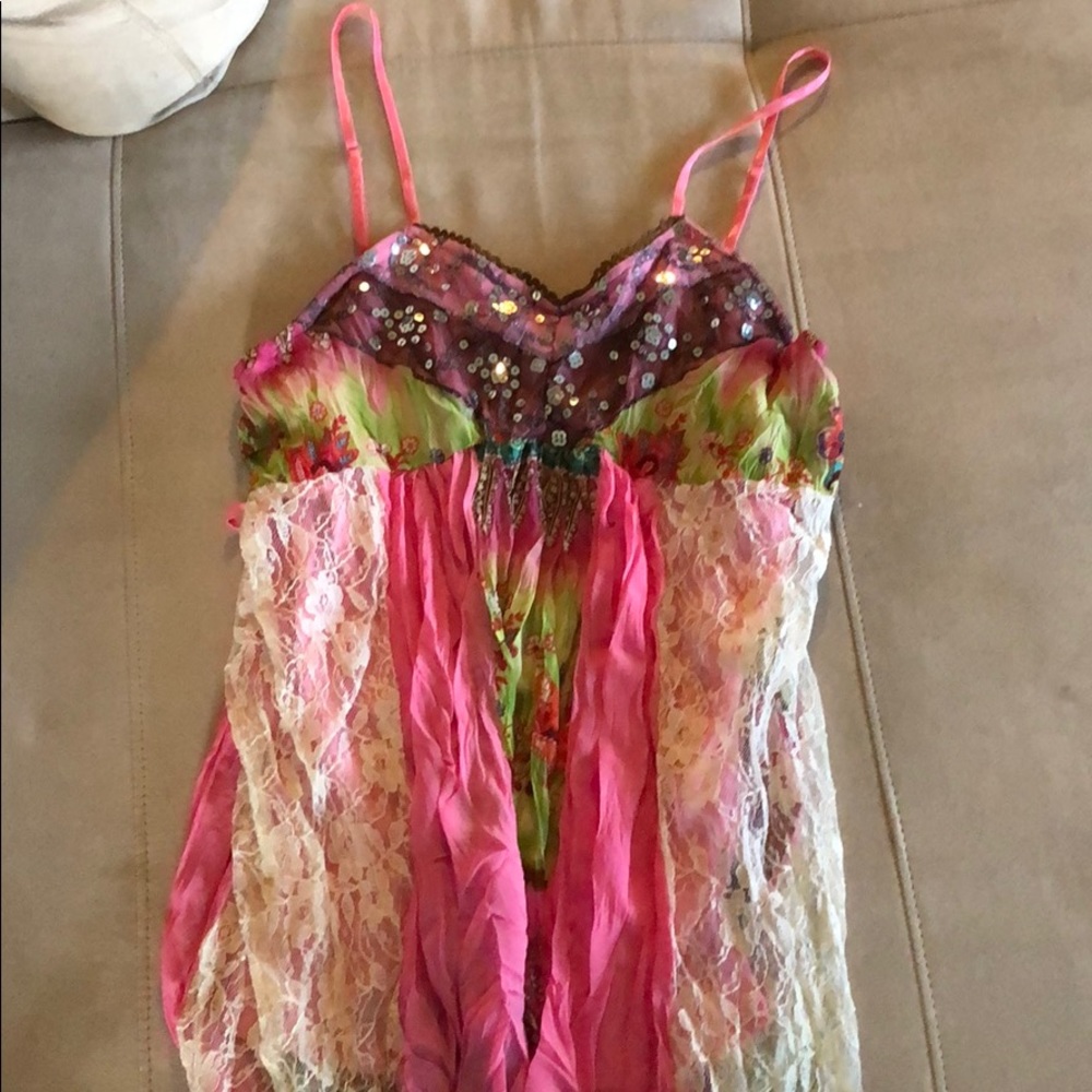 pink sequin tank top blouse